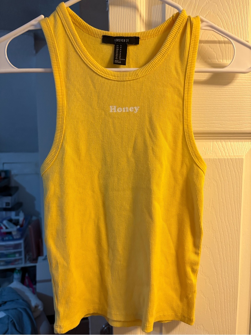 Forever 21 Yellow 'Honey' Ribbed Tank Top